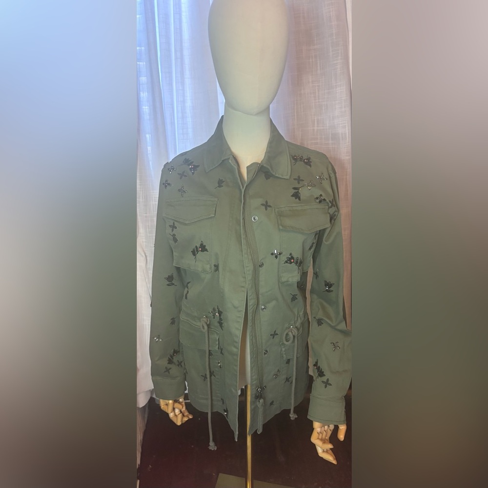 Scripted Embellished Green Jacket